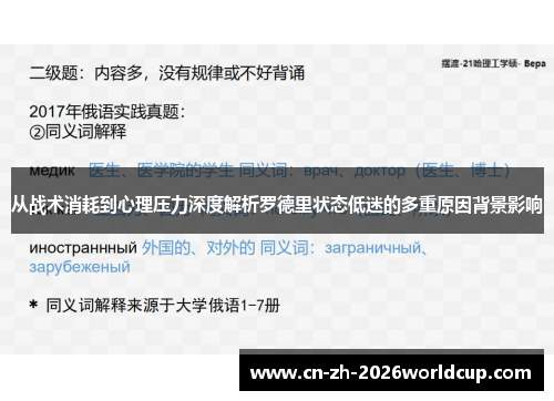 从战术消耗到心理压力深度解析罗德里状态低迷的多重原因背景影响